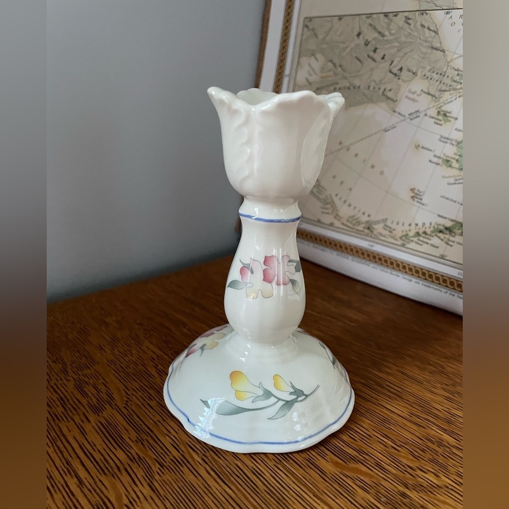 Villeroy & Boch Candlestick Riveria Collection 5” Pink Yellow Tulip Shaped White - Picture 13 of 16
